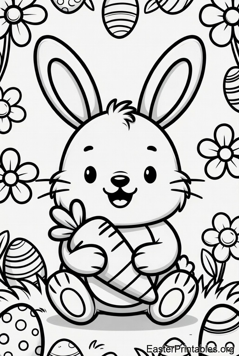 Adorable Easter Bunny Coloring Page, Download at EasterPrintables.Org